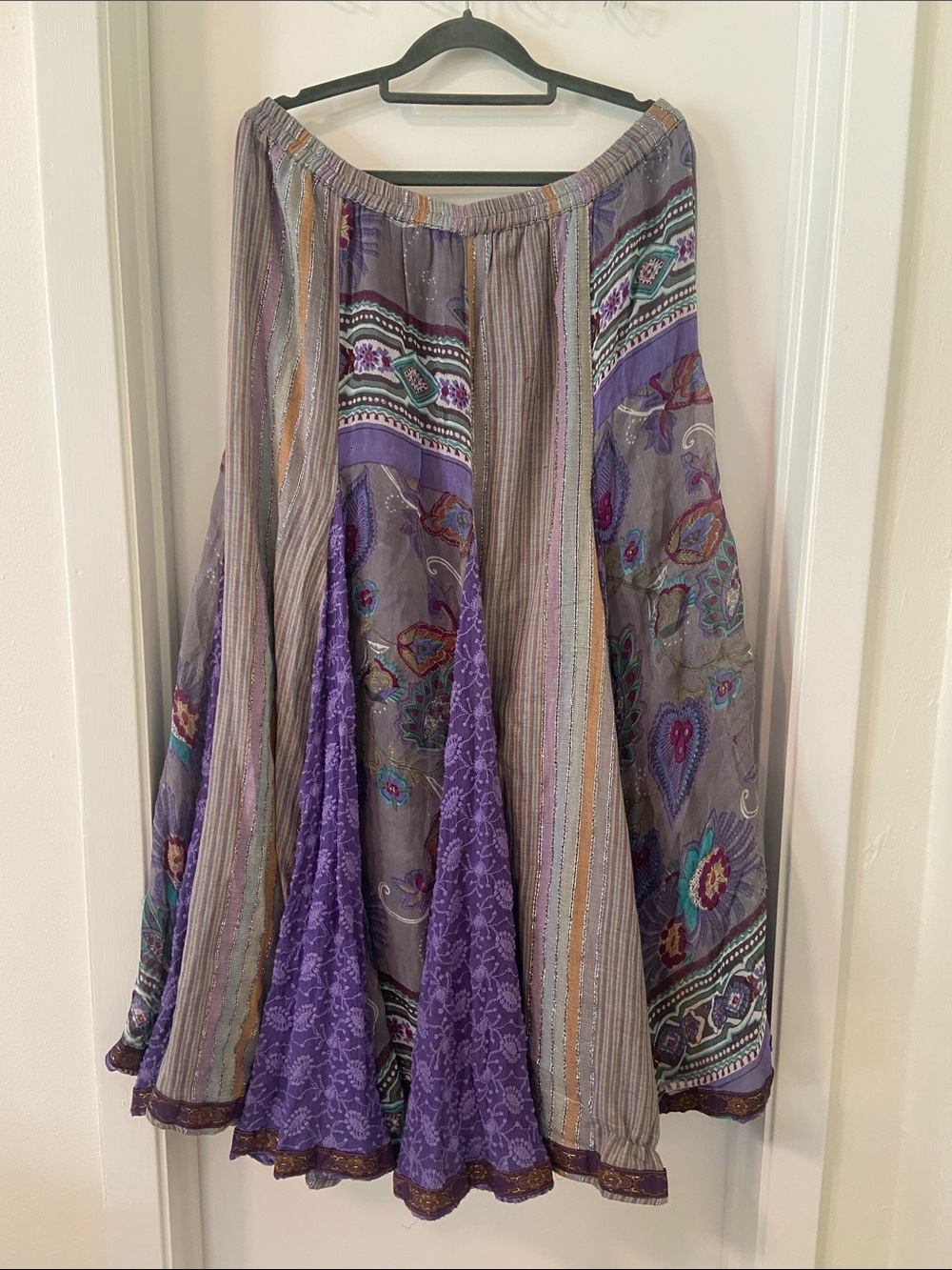Soft Surroundings size L mixed media mixed print maxi full swing skirt pull on - Picture 2 of 5